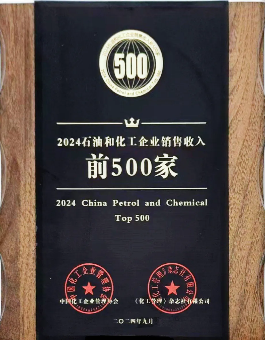 精誠團結，篤行實干——公司榮登2024石油和化工企業銷售收入前500家榜單